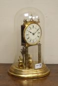 Early 20th century anniversary torsion clock, glass dome,