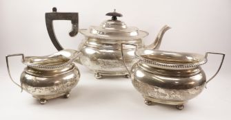 Three piece silver tea set by Barker Bros Silver Ltd Birmingham 1928 approx 35oz gross