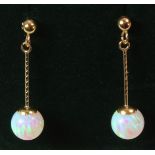 Pair opal drop earrings stamped 375 Condition Report <a href='//www.