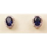 Pair blue stone dress stud ear-rings stamped 925 Condition Report <a