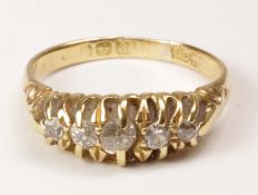 Early 20th century five stone diamond gypsy ring hallmarked 18ct Condition Report