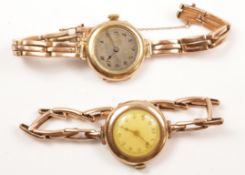 Two early 20th century rose gold wristwatches hallmarked 9ct Condition Report