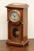 Early 20th century mahogany mantel clock, bevel glazed pendulum aperture,