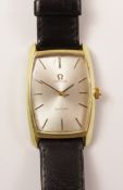 Gentleman's Omega de Ville gold-plated wristwatch on black leather strap Condition Report
