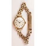 Tissot lady's gold wristwatch on bracelet hallmarked 9ct circa 1960 approx 18gm Condition