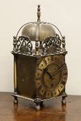 Early 20th century brass lantern clock, single train movement by Smiths,