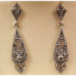 Pair of marcasite drop dress ear-rings stamped 925 Condition Report <a