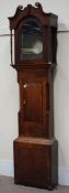 Early 19th century oak and mahogany longcase clock case, swan neck pediment to hood,
