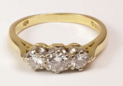 Three stone diamond ring hallmarked 18ct Condition Report <a href='//www.