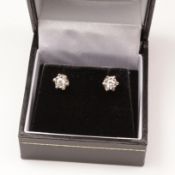 Pair diamond stud ear-rings stamped 375 Condition Report <a href='//www.