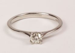 Platinum single stone round diamond ring hallmarked Condition Report <a
