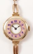 Ladies early 20th century rose gold and enamel wristwatch 9ct London import marks approx 21gm