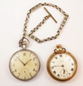 Chromium military pocket watch stamped G.S.T.
