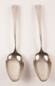Pair of silver tablespoons by William Welch II Exeter 1802 approx 4.