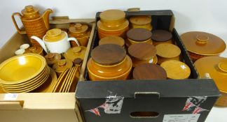 Large quantity of Hornsea 'Saffron' dinner and teaware including various storage jars in two boxes