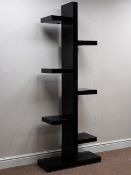 Black gloss staggered bookcase, W70cm, H185cm,