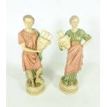 Pair of Royal Dux figures of water carriers, H31.