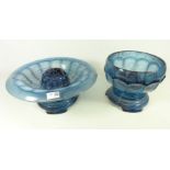 Two Art Deco period pressed cloud glass bowls on stands (2) Condition Report <a