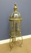 Bronzed finish circular lantern with carrying handle on stand, D34cm,