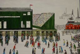 Going to the Match, oil on canvas signed by William (Bill) F Burns (Northern British 1949-),
