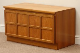 Nathan teak television stand, fall front cupboard, W91cm, H51cm,