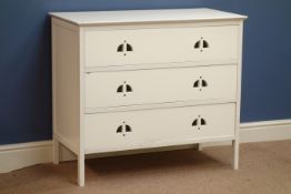 White finish Mackintosh style three drawer chest, W91cm, H80cm,