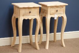 Pair mindi wood bedside stand fitted with single drawer, W35cm,