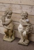 Pair composite stone putti figures, H80cm Condition Report <a href='//www.
