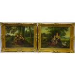 Girls in Parkland Settings, pair oils on canvas signed C Marshall (19th century) dated 1875,