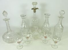 Victorian cut glass decanter with hallmarked silver top,