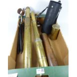 19th Century telescope by Dollond, London, another 19th Century brass telescope, telescope parts,