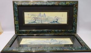 Japanese Landscapes, pair 20th Century watercolours signed by Colin Rule 16.