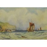 Sailing Vessels off the Coast, early 20th century watercolour signed by W Scarlett Hatton 16.