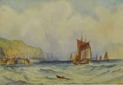 Sailing Vessels off the Coast, early 20th century watercolour signed by W Scarlett Hatton 16.