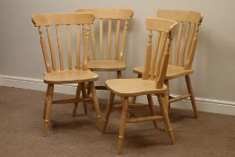 Set four beech farmhouse style dining chairs Condition Report <a href='//www.