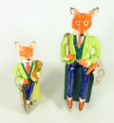 Pair of hand made and glazed limited edition figures of foxes (2) Condition Report