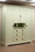 Edwardian painted walnut wardrobe, double cupboard and three drawers,