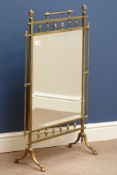 Aesthetic movement brass fire screen with bevelled mirror, W57cm,