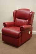 Sherborne electric reclining armchair upholstered in red leather,
