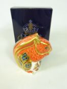 Royal Crown Derby Red Squirrel paperweight with gold stopper and box Condition Report