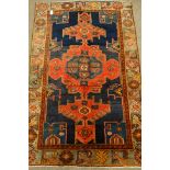 Persian Shiraz blue ground rug, 182cm x 122cm Condition Report <a href='//www.