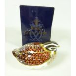 Royal Crown Derby Dappled Quail paperweight with gold stopper and box Condition Report