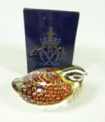 Royal Crown Derby Dappled Quail paperweight with gold stopper and box Condition Report