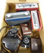Three Vintage Roberts radios, Monolta SR-1 camera,