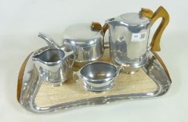 Five piece Piquot ware tea set Condition Report <a href='//www.davidduggleby.