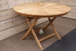 Solid teak circular garden table, D120cm Condition Report <a href='//www.