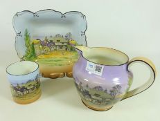 Burleigh Ware 'Merrie England' large jug, bowl and pot,