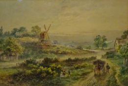 Windmill and Figures in a Country Landscape,