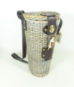 Wicker insulated bottle carrier with carry strap & opener in pocket, H35cm