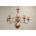 Copper effect five branch centre light fitting Condition Report <a href='//www.